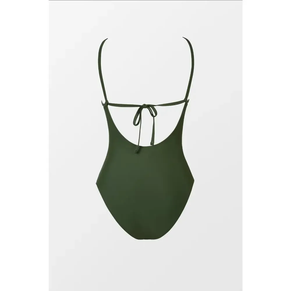 Cupshe Green Cutout Ruched Tummy Control One Piece Swimsuit- NWT - Sz L - Picture 6 of 9